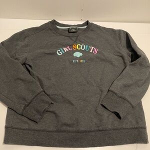 Girl Scouts Sweatshirt Girls XL 18 Gray Crewneck Fleece Colorful 1912